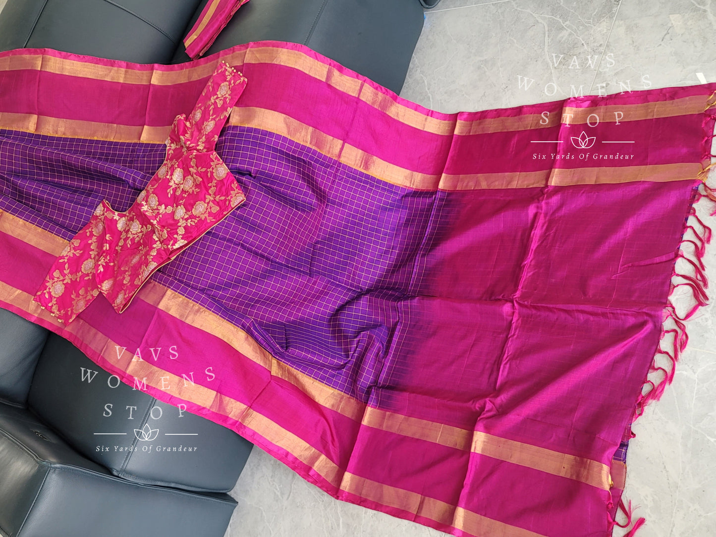 Pure Uppada Silk Saree - Pure Benarasi Blouse