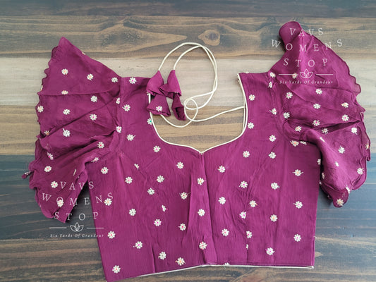 Ruffle Sleeves Purple Blouse