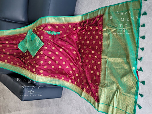 Designer Satin Benarasi Silk Saree - Blouse