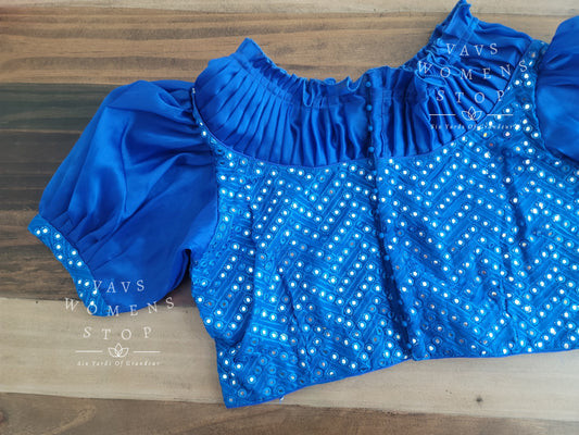 Soft Georgette foil mirror work blouse