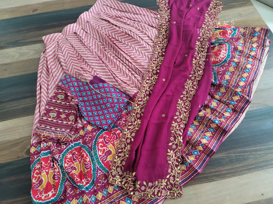 Munga Benarasi Patola Half Saree/ Lehenga Set