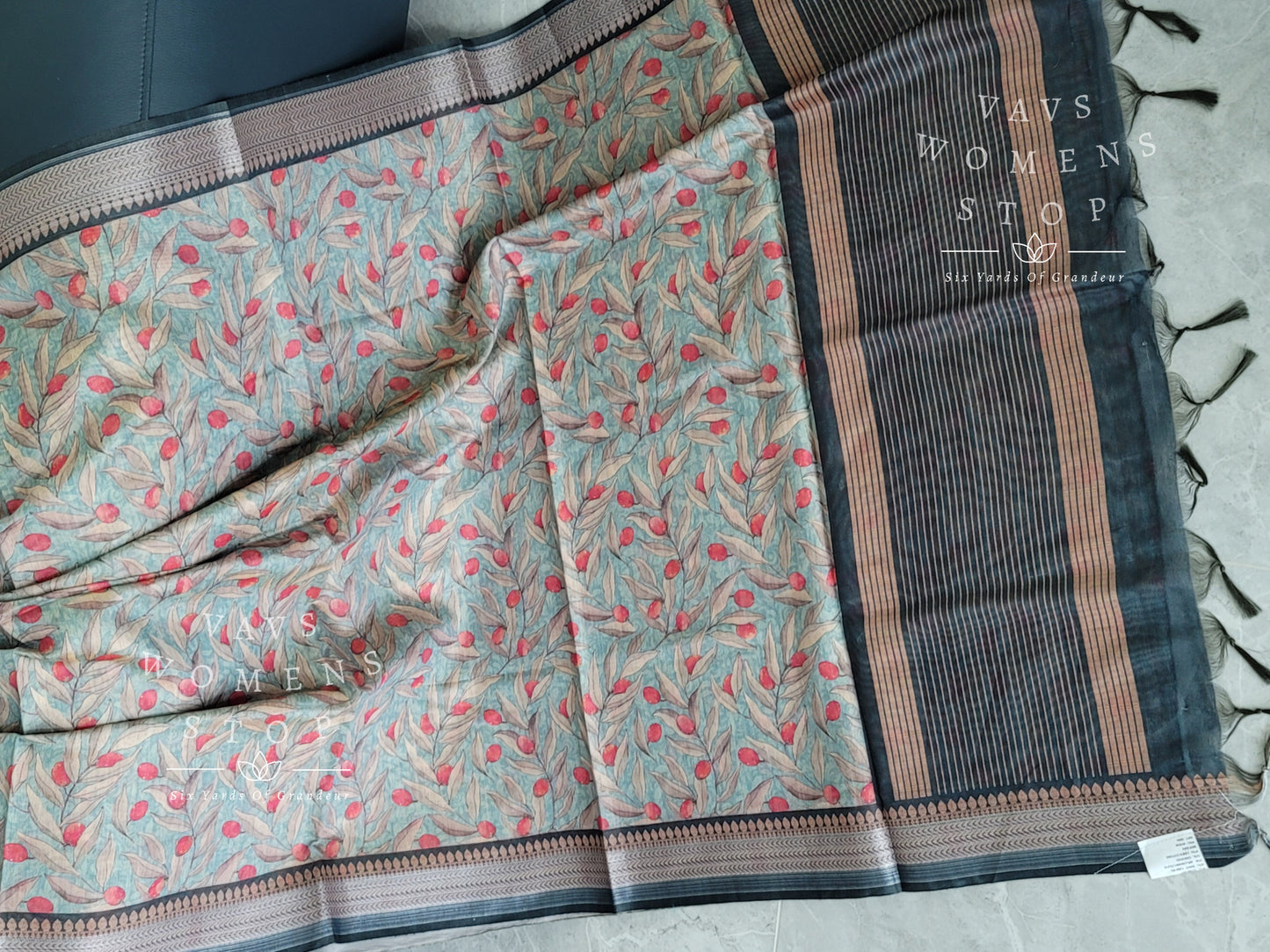 Linen Kota Cotton Saree - Designer Silk Cotton Blouse