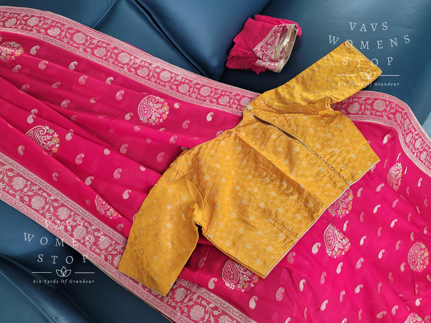 Designer Soft Khaddi Organzaa Silk Saree - Pure Benarasi Blouse