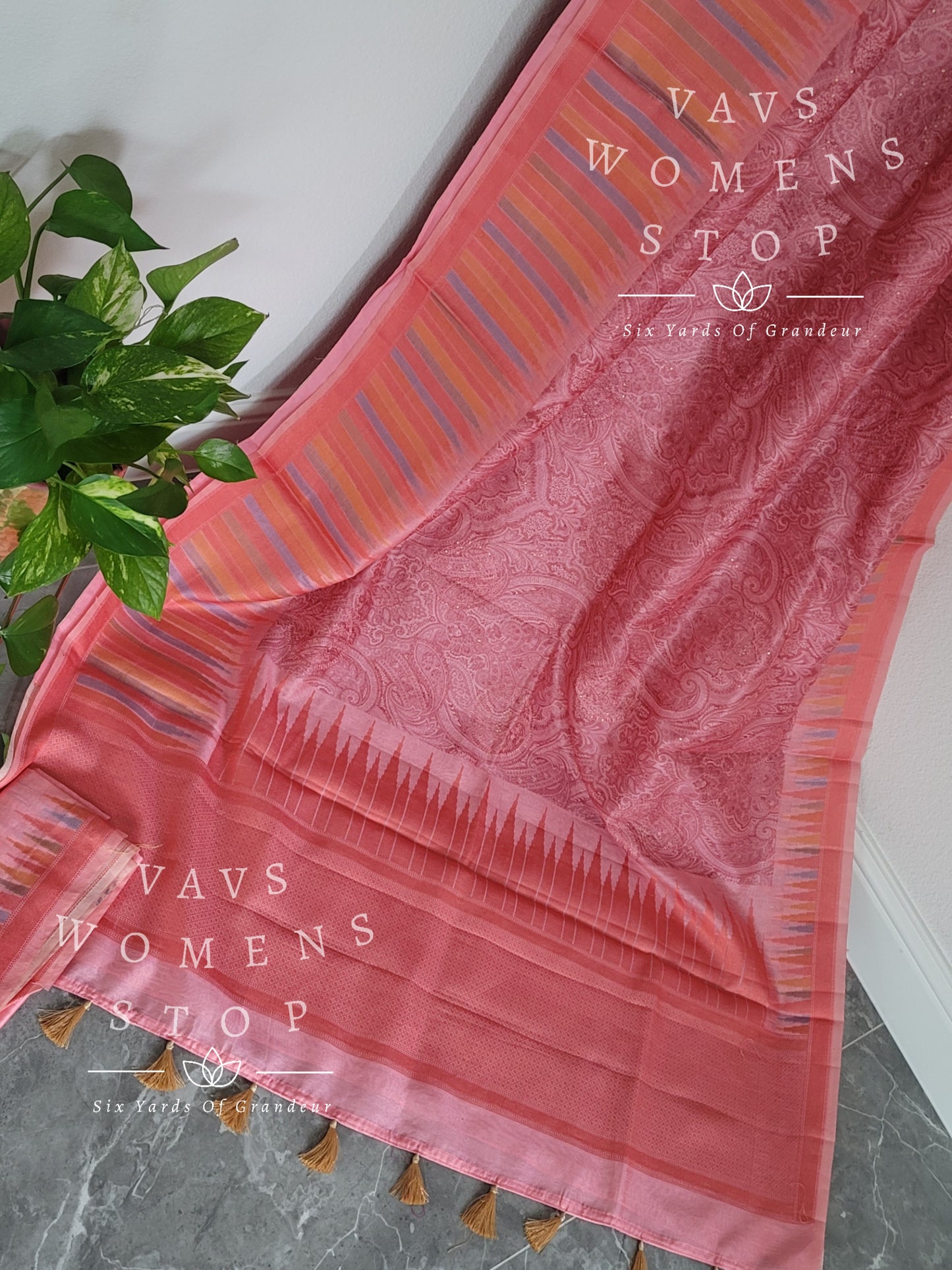 Soft Kota Tussar Rawsilk Saree - Designer Cotton Blouse