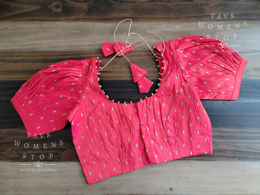 Puff Sleeves Rawsilk Blouse