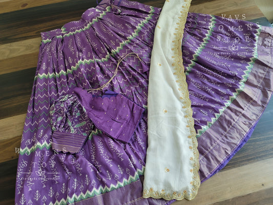 Munga Benarasi Patola Half Saree/ Lehenga Set