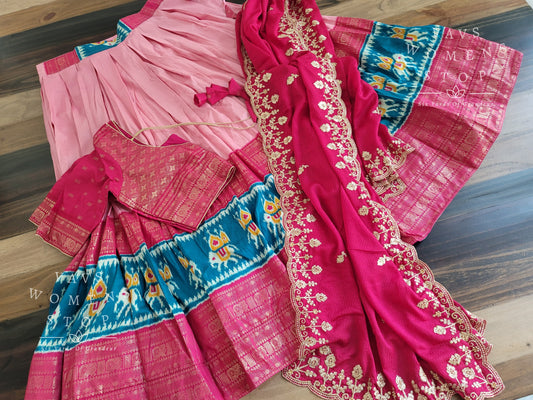 Munga Benarasi Patola Half Saree/ Lehenga Set