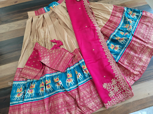 Munga Benarasi Patola Half Saree/ Lehenga Set