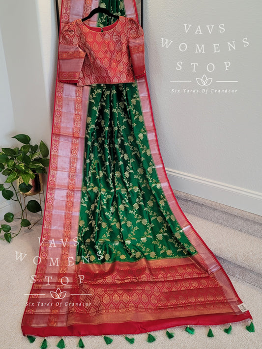 Handwoven Pure Chiniya Silk Saree - Blouse