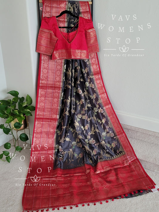 Handwoven Pure Chiniya Silk Saree - Blouse
