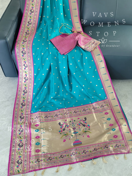 Semi Benarasi Paithani Silk Saree - Blouse