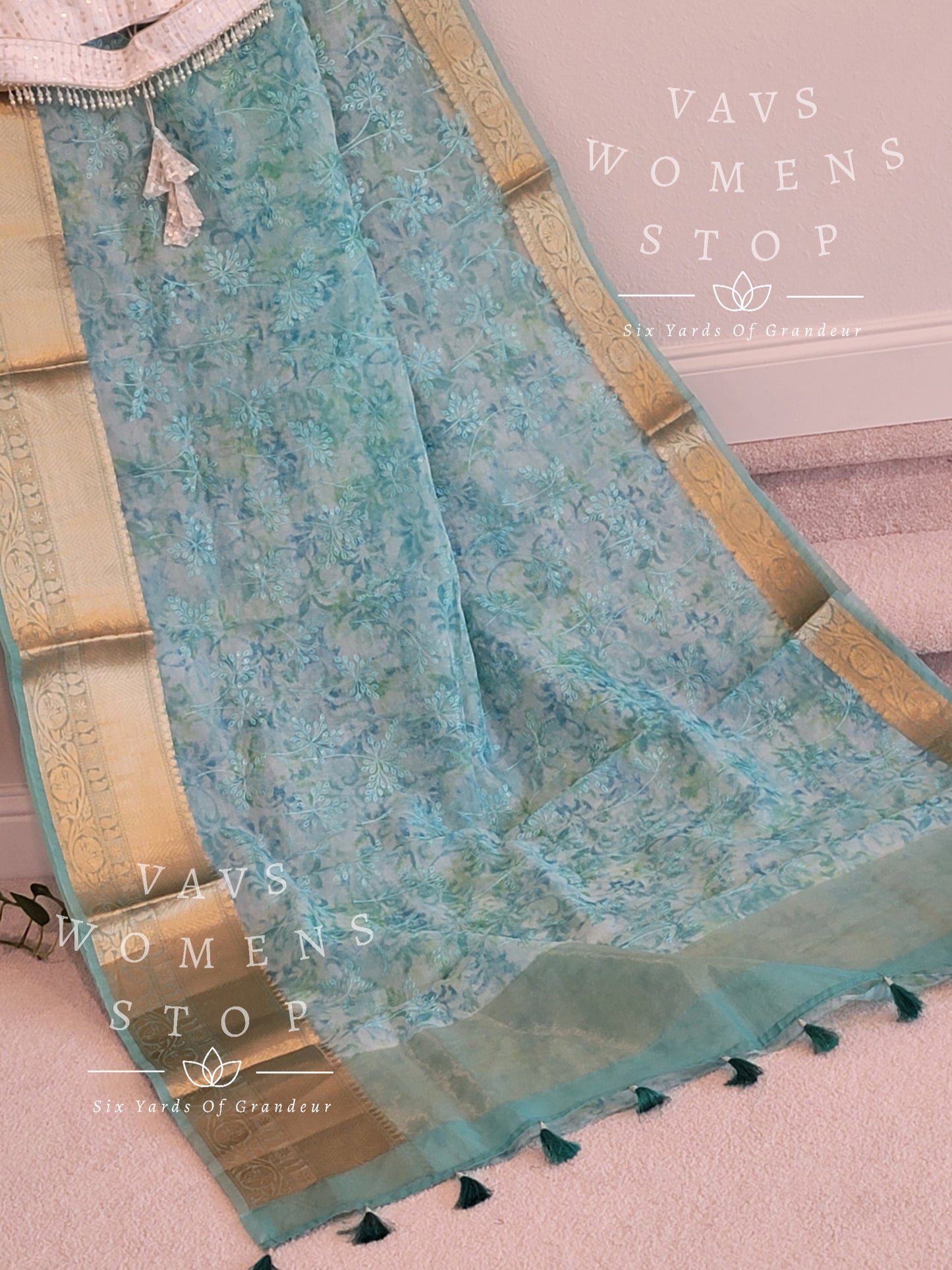 Fancy Semi Organza Silk Saree - Net  Blouse