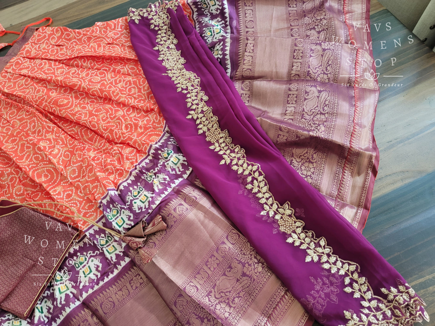 Benarasi Soft Silk Bhandini/Patola Half Saree/ Lehenga Set