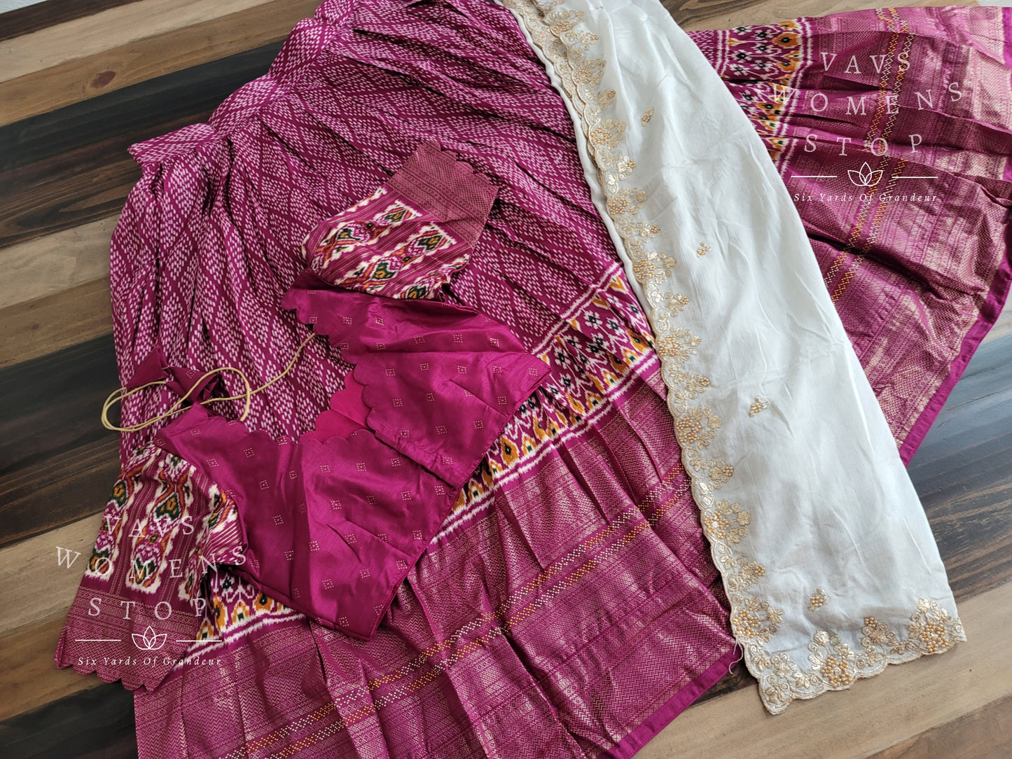 Munga Benarasi Soft Silk Patola Half Saree/ Lehenga Set