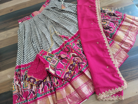 Munga Benarasi Patola Half Saree/ Lehenga Set