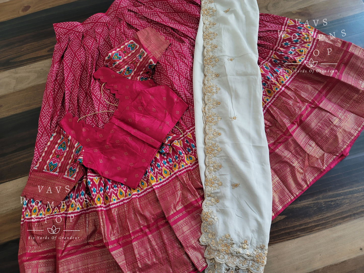 Munga Benarasi Soft Silk Patola Half Saree/ Lehenga Set