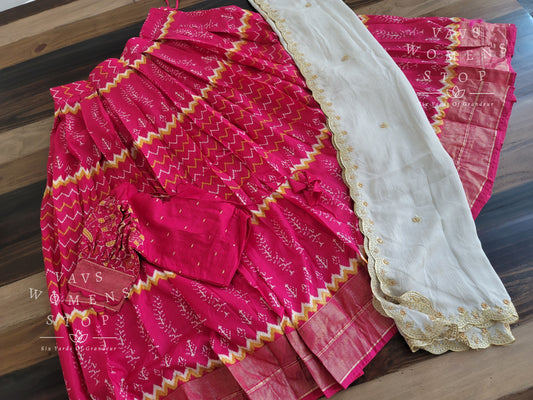 Munga Benarasi Patola Half Saree/ Lehenga Set