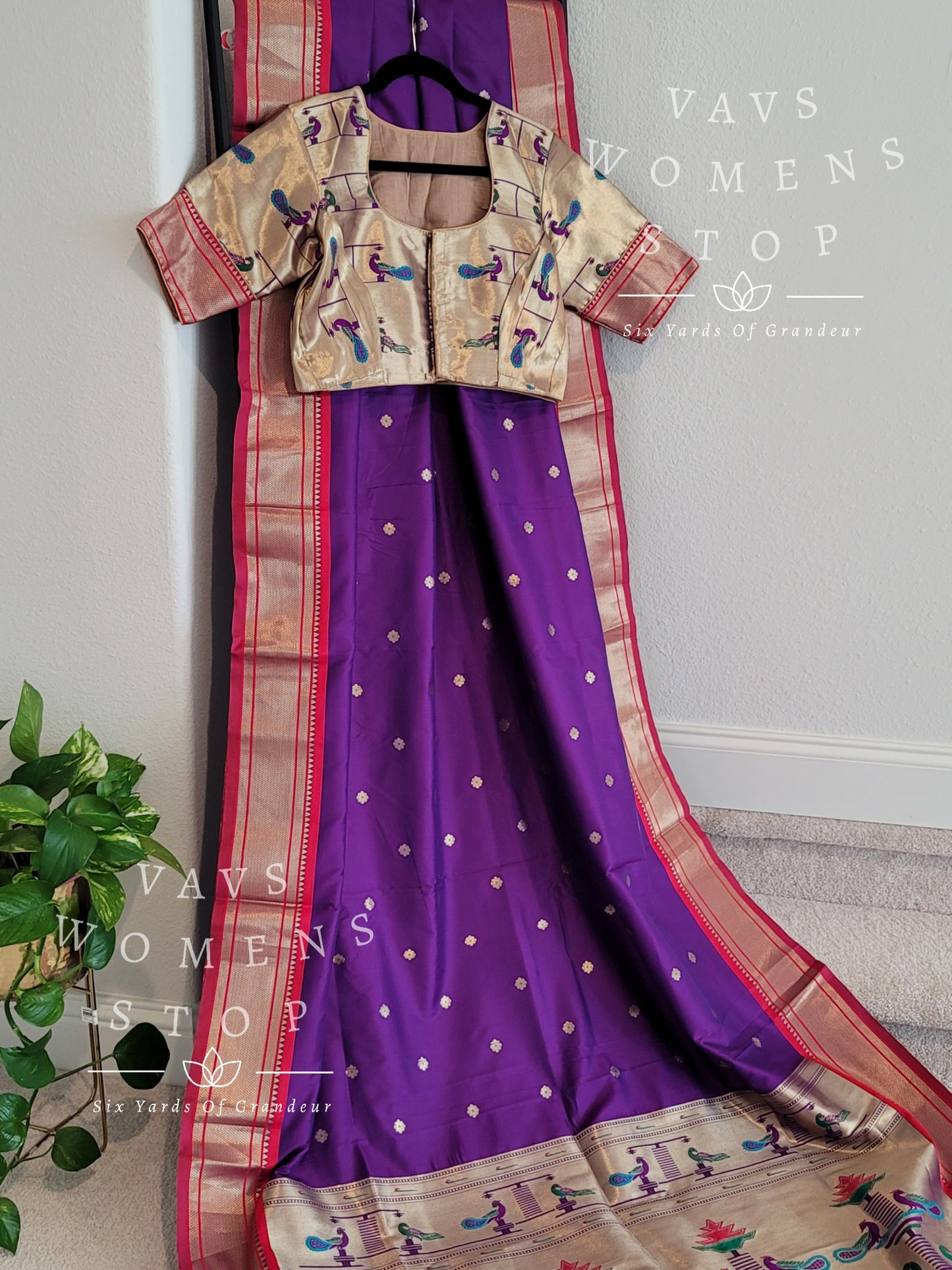 Semi Benarasi Paithani Soft Silk Designer Saree - Blouse