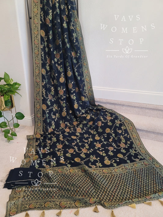 Pure Khaddi Viscose Georgette Designer Saree