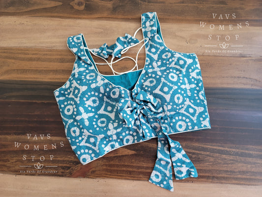 Sleeveless Block Printed Cotton Blouse