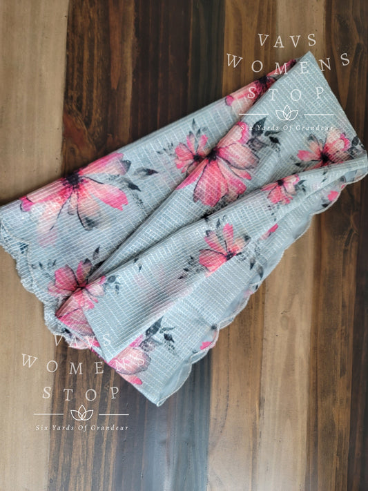 Soft Floral Georgette Cutwork Duppata