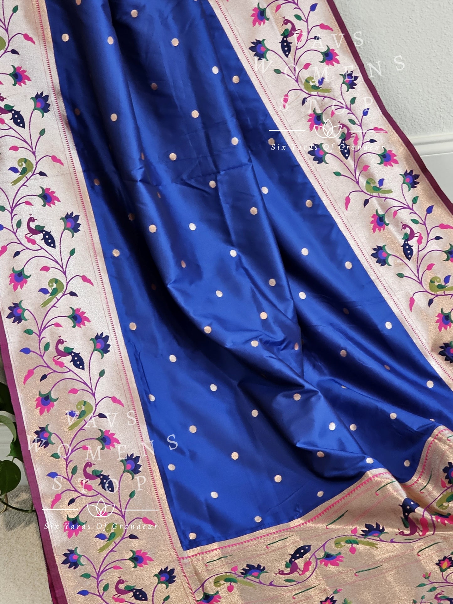 Semi Benarasi Paithani Soft Silk Designer Saree - Blouse