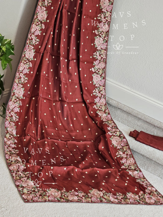 Butter Soft Tussar Silk Embroidered Saree