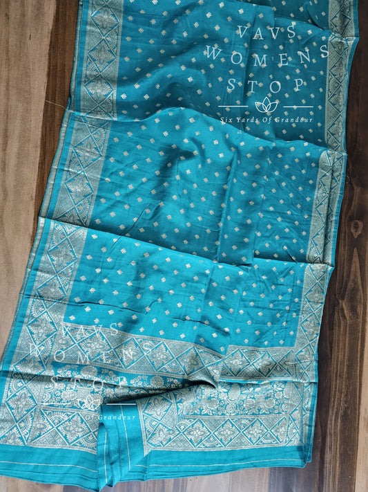 Teal Green Munga Benarasi Silk Duppata