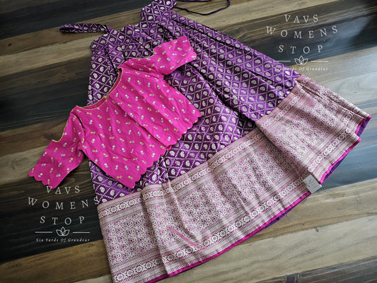 Benarasi Silk Lehenga Croptop Blouse