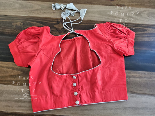 Plain Puff Sleeves Blouse