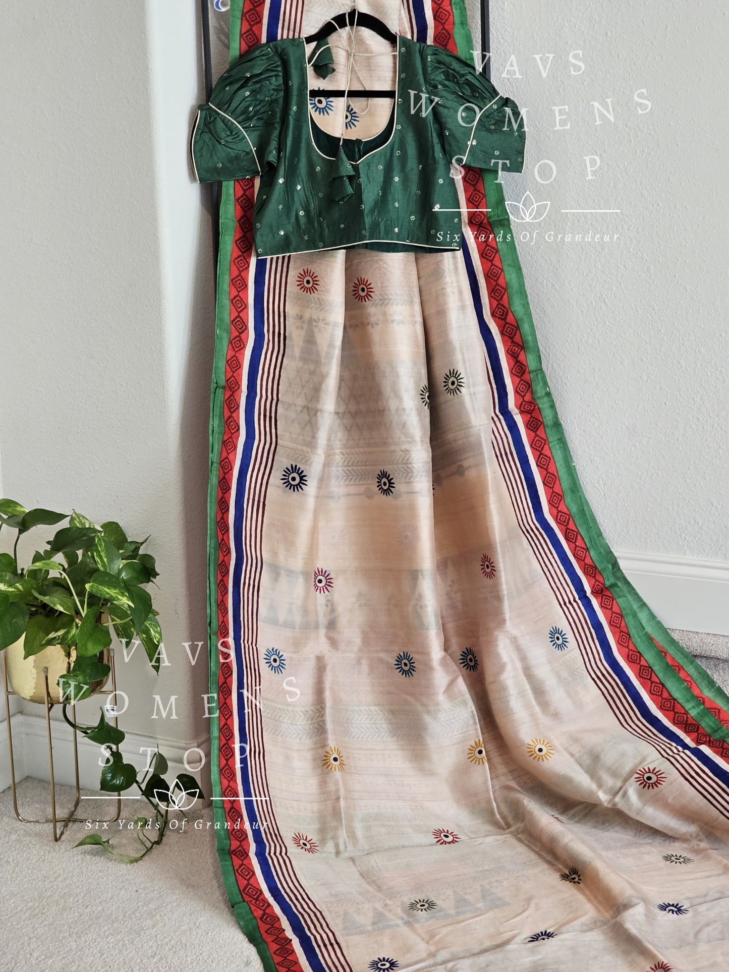 Pure Murshidabad Half and Half Designer Silk Saree - Blouse