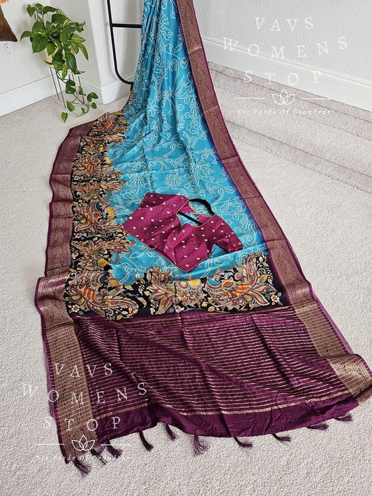 Munga Crepe Silk Digital Print Saree - Blouse