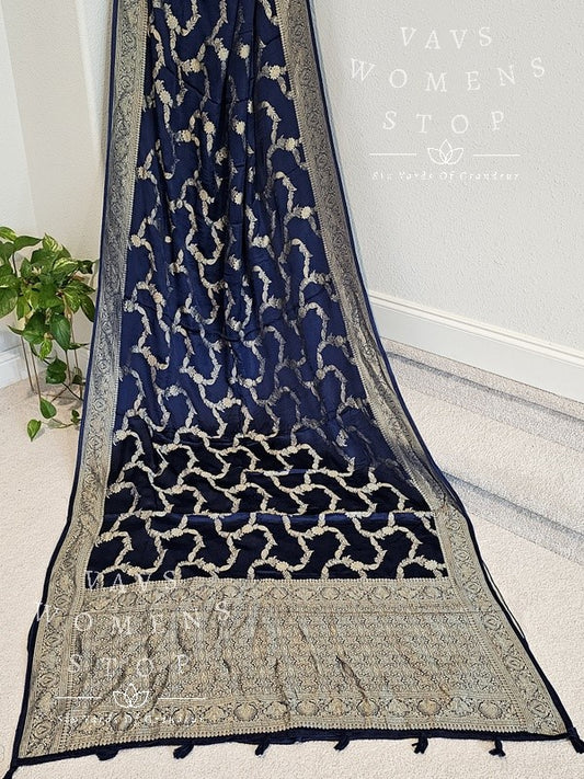 Munga Crepe Satin Benarasi Silk Saree