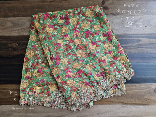 Soft Organza Kalamkari Cutwork Duppata