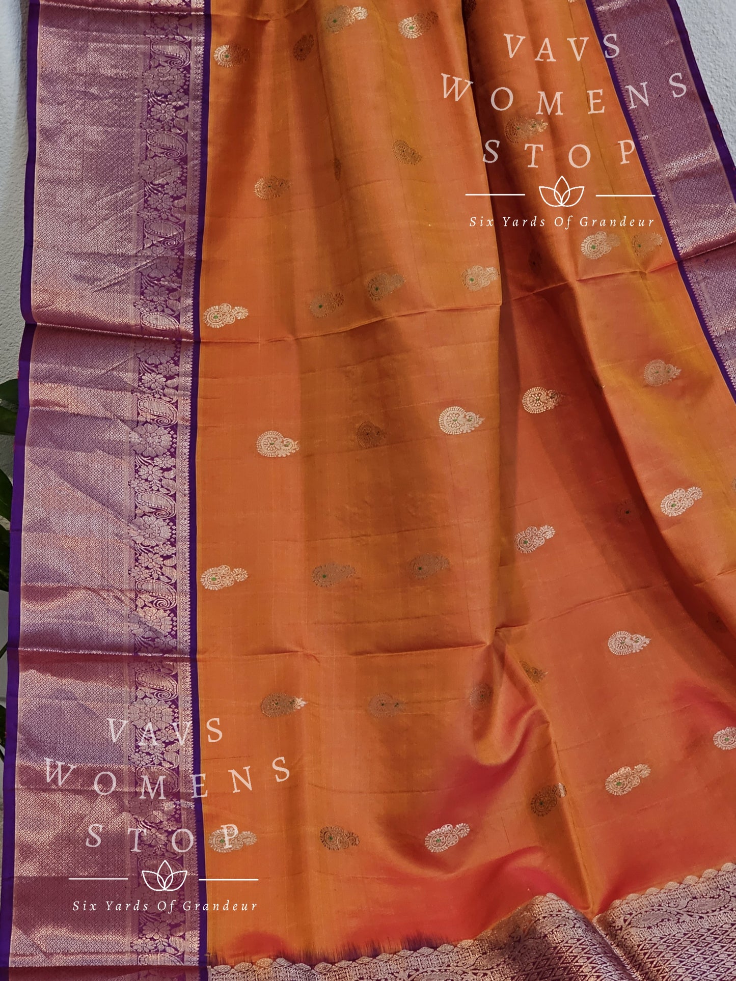 orange handloom saree