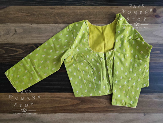 3/4 Sleeves Green Benarasi Silk Blouse