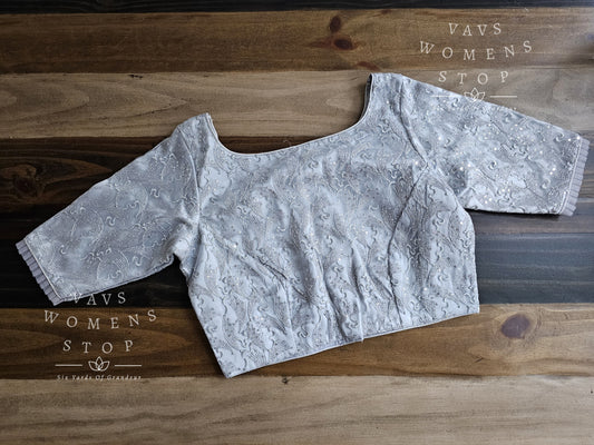 Silver Net Designer Blouse