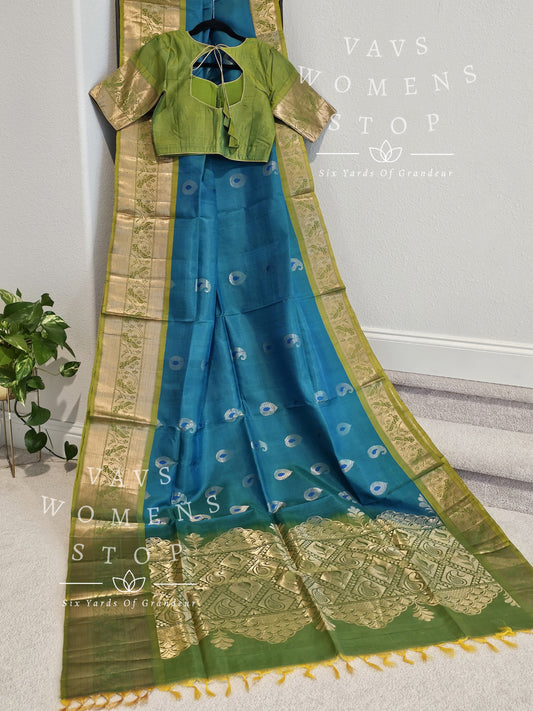 Pure Kanchi Pattu Soft Silk Saree with stitched blouse