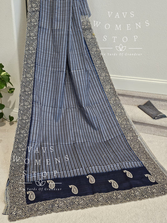 Semi Tussar Cutwork Saree