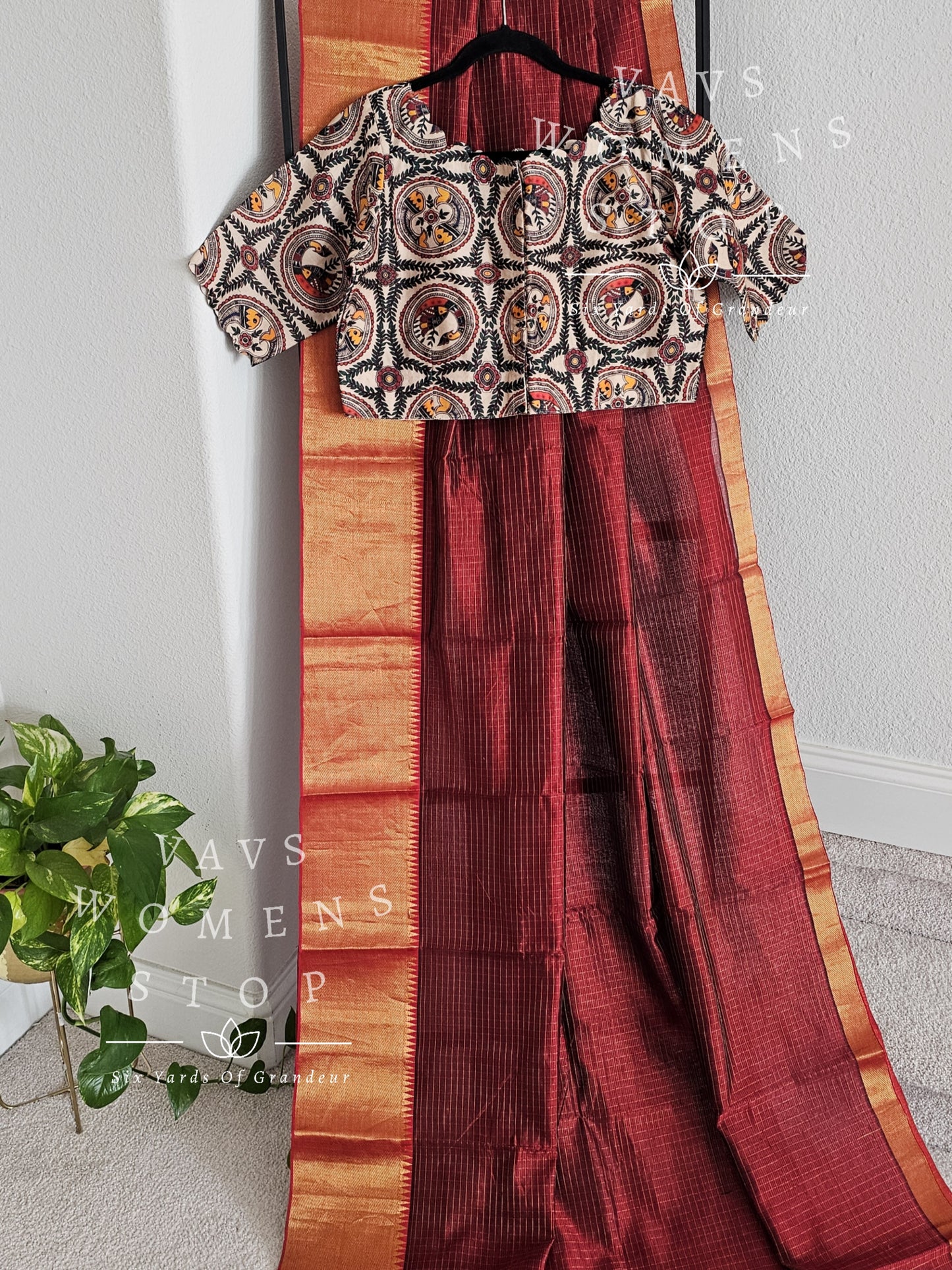 Mangalagiri Silk Cotton Pattu Handloom Saree - Pure Chanderi Patola Blouse