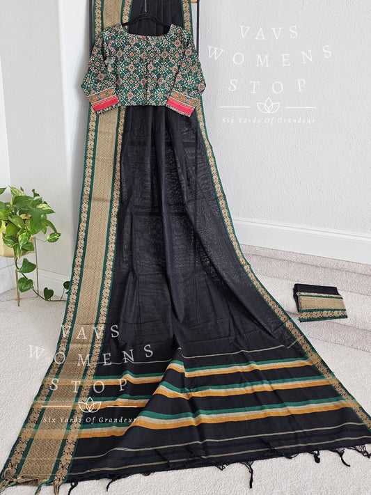 Soft Narayanpet Cotton Saree - Pure Chanderi Patola Blouse