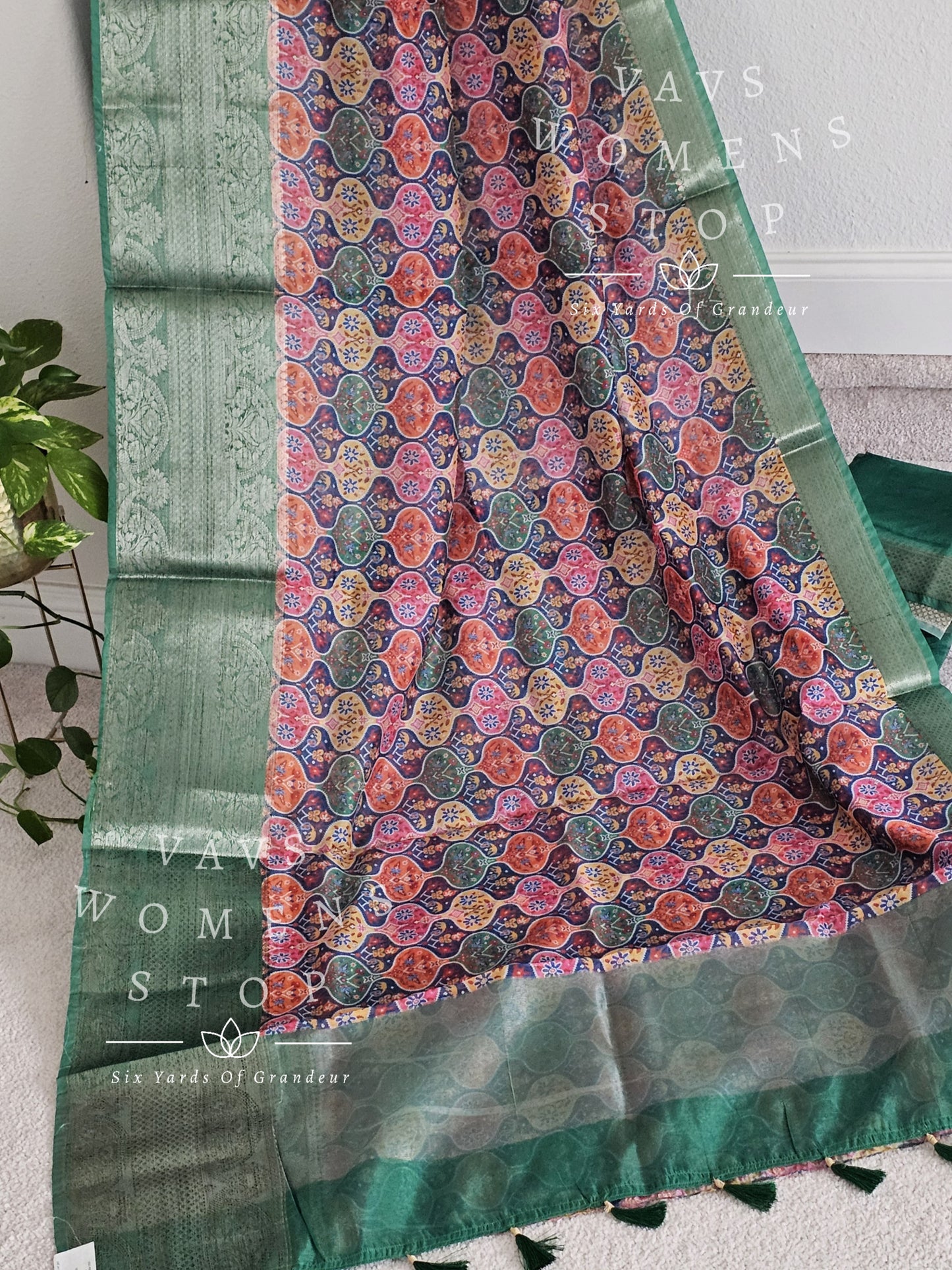 Fancy Semi Organza Silk Saree - Benarasi Blouse