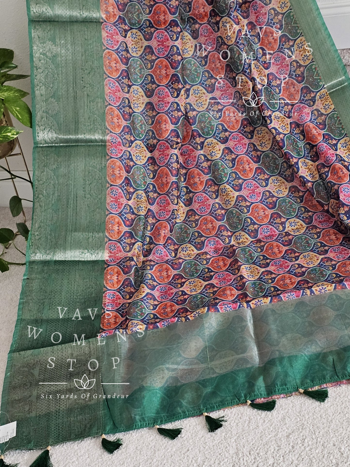 Fancy Semi Organza Silk Saree - Benarasi Blouse