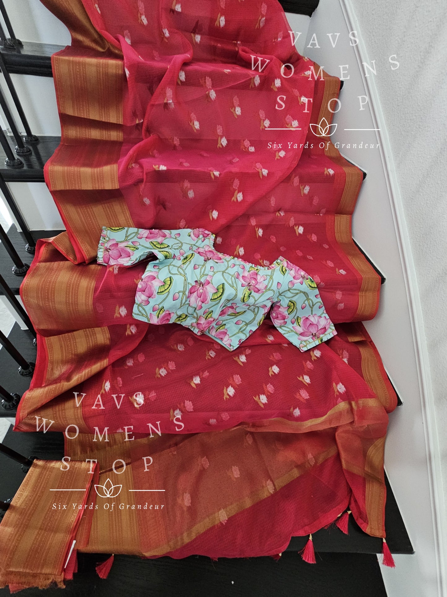 Semi Kota Saree - Kalamkari Silk Blouse