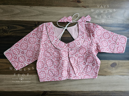Mul Cotton Pink Patola Designer Blouse