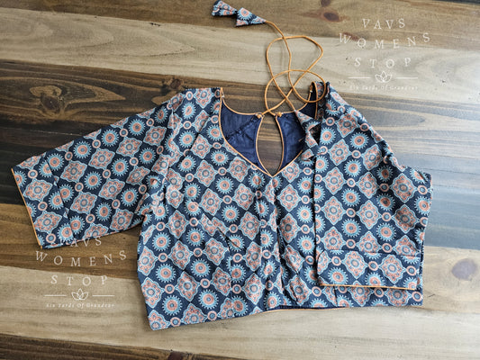 Mul Cotton Ajrakh Print Blouse