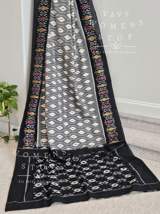 Soft Mercedized Ikkat Cotton Saree