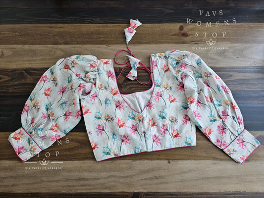 Soft Floral Print Silk Blouse