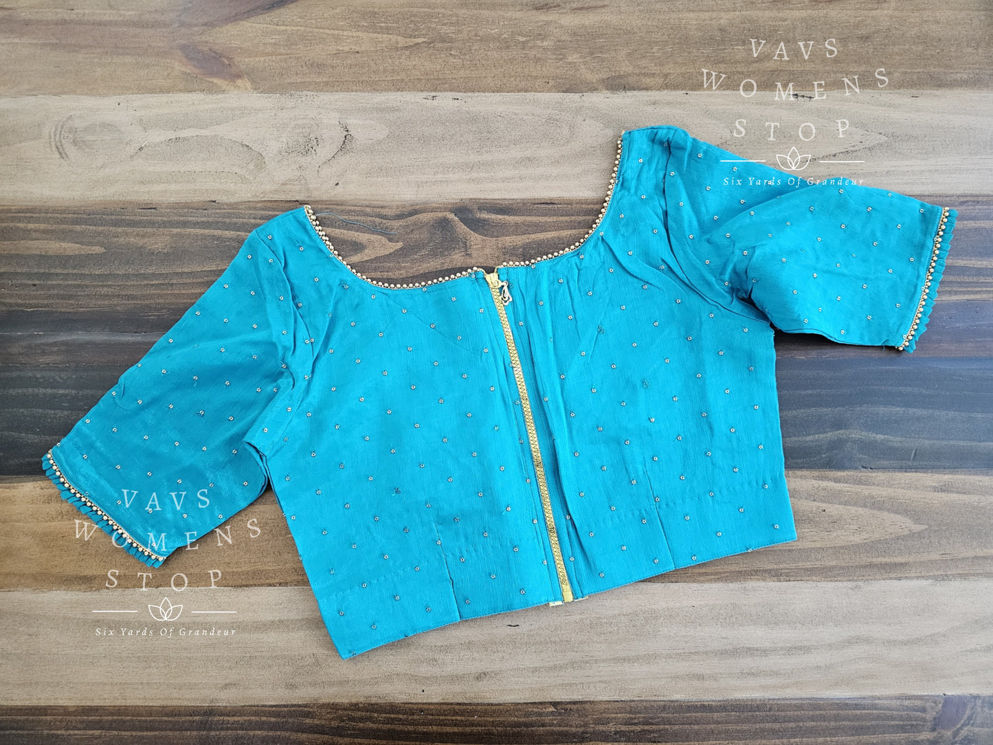 Chinon Chiffon Teal Blue Blouse