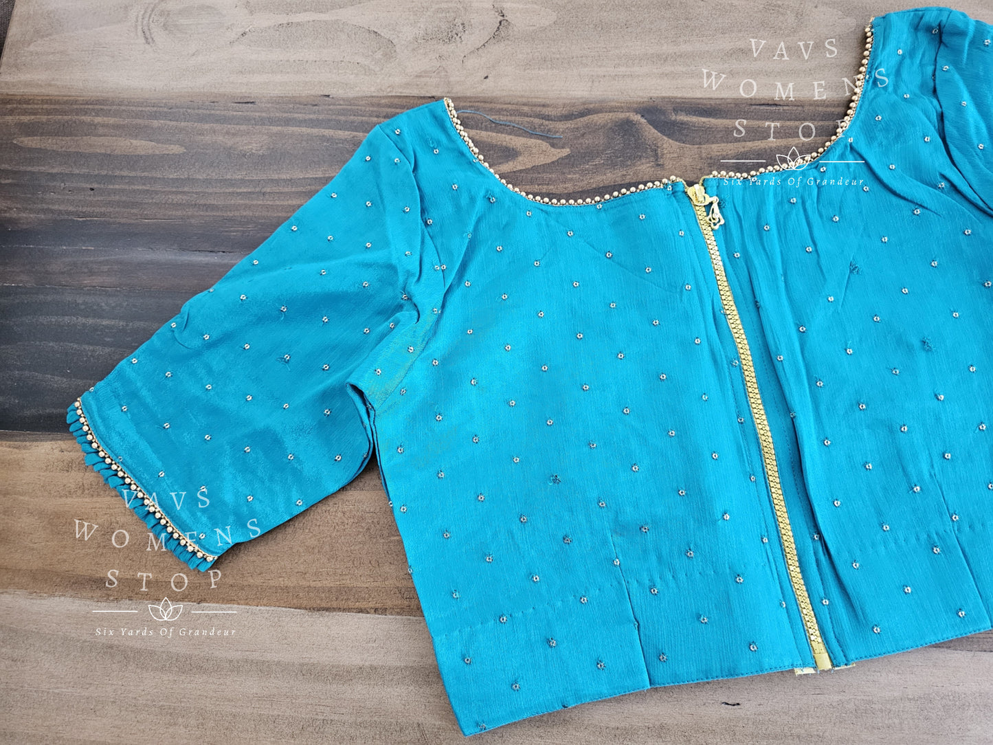 Chinon Chiffon Teal Blue Blouse